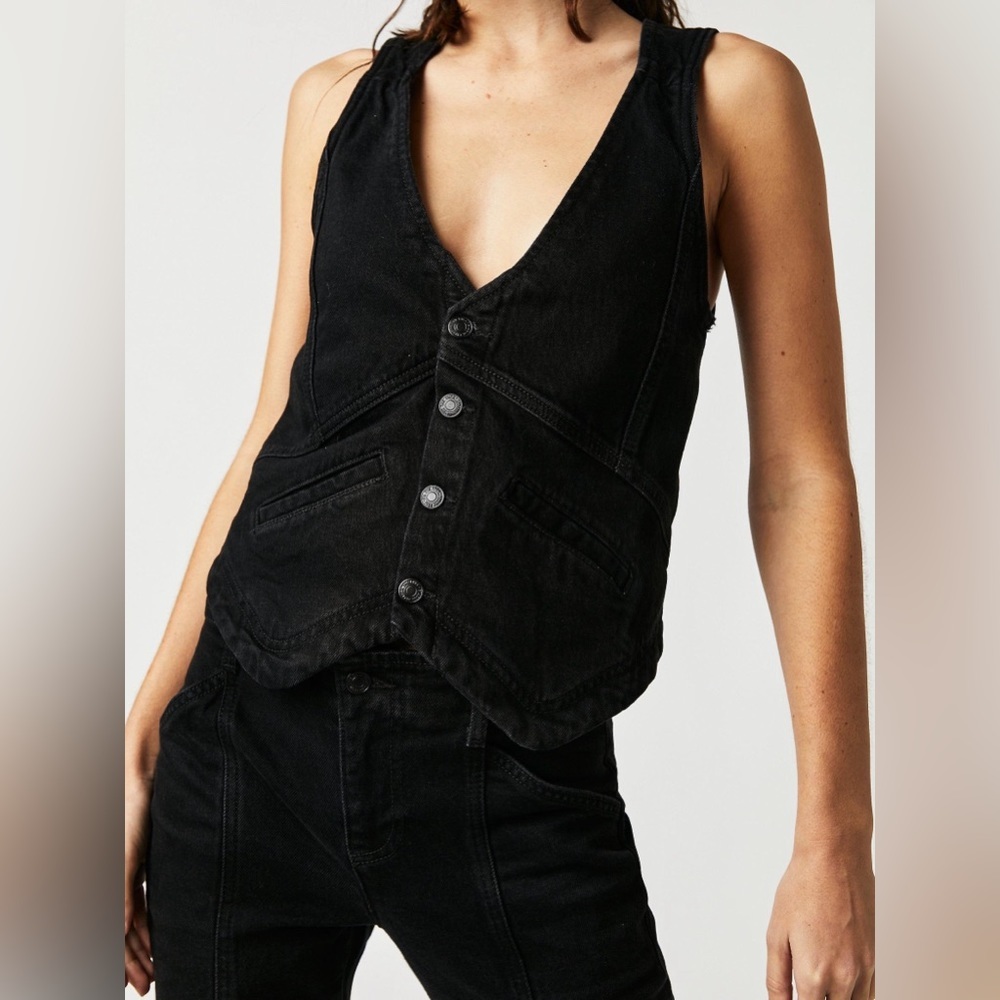 Free People Beckett Denim Suit Vest